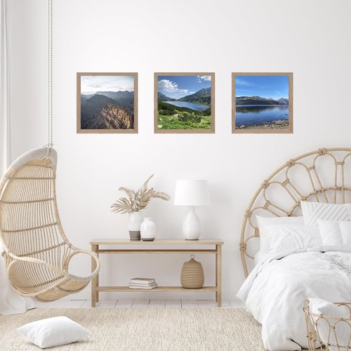 JCJMY 8x8 Picture Frame for Wall Hanging or Tabletop, Wall Mounting Horizontally or Vertically, 8 x 8 Square Wall Gallery Poster Photo Frame with Durable Shatter Resistant Plexiglass, Rustic Brown