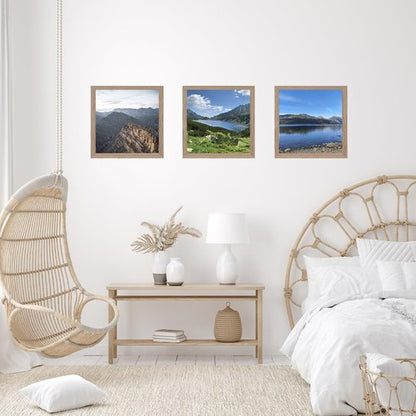 JCJMY 8x8 Picture Frame for Wall Hanging or Tabletop, Wall Mounting Horizontally or Vertically, 8 x 8 Square Wall Gallery Poster Photo Frame with Durable Shatter Resistant Plexiglass, Rustic Brown