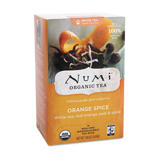 Numi 10240 Organic Teas and Teasans, 1.58oz, White Orange Spice, 16/Box