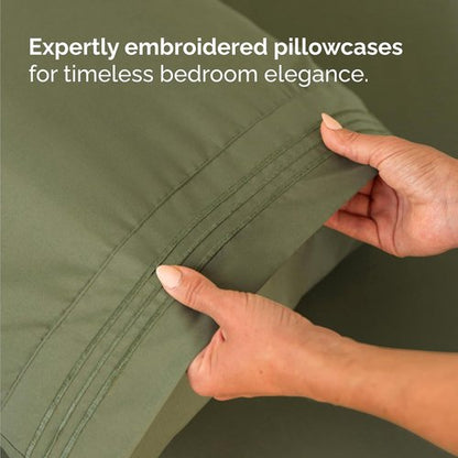Hotel Luxury Twin Size 3-Piece Sheet Set by [Brand Name] - Comfy, Breathable & Cooling - Deep Pockets, Soft & Wrinkle-Free - Sage Green
