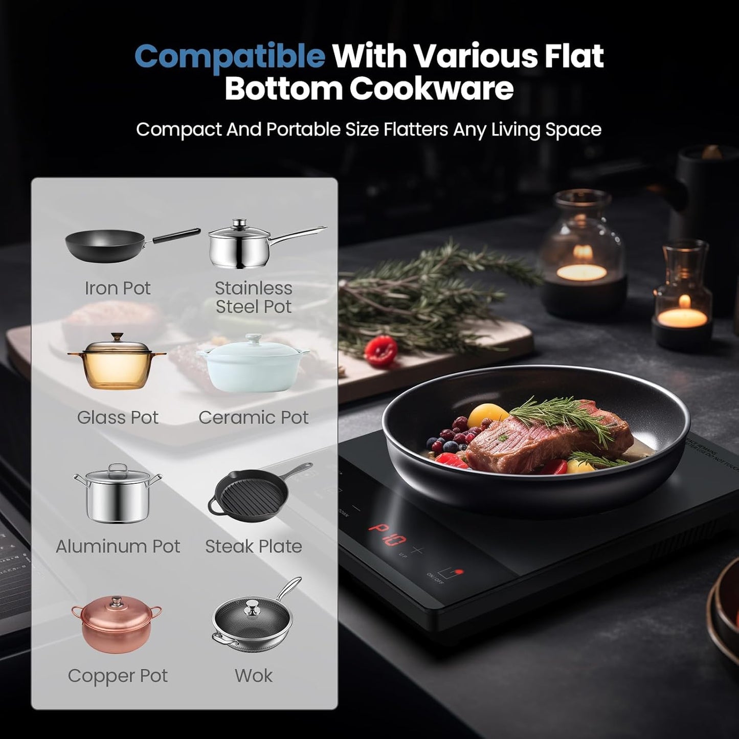 Skiennix Electric Hot Plate - Portable Ceramic Cooktop with 24-Hour Timer & Child Safety Lock | 1800W Infrared Burner