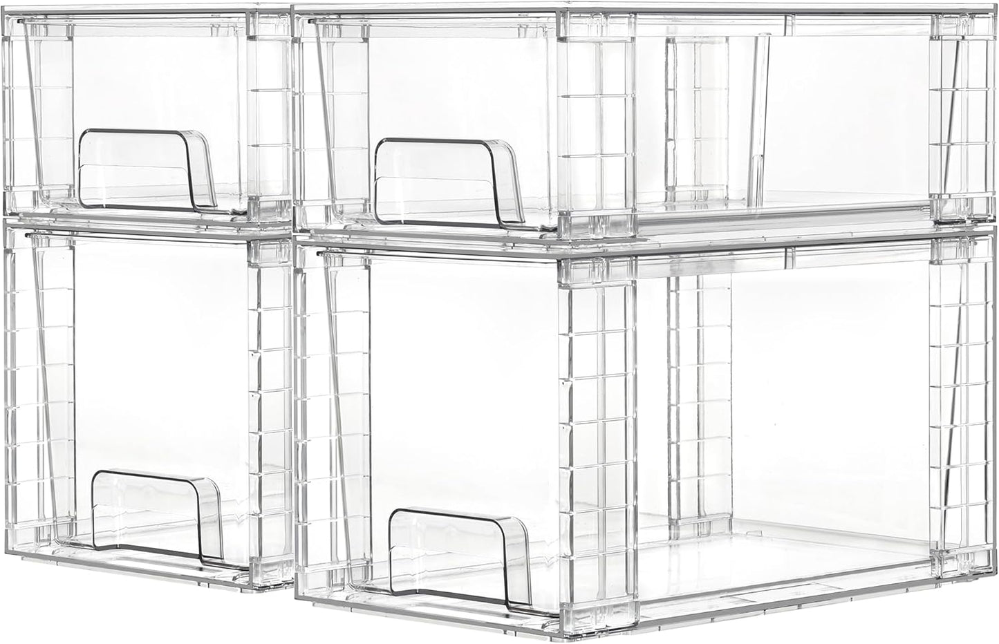 Vtopmart Clear Stackable Storage Drawers - Easy Assembly Organizers for Kitchen, Bathroom & Pantry | 4 Pack