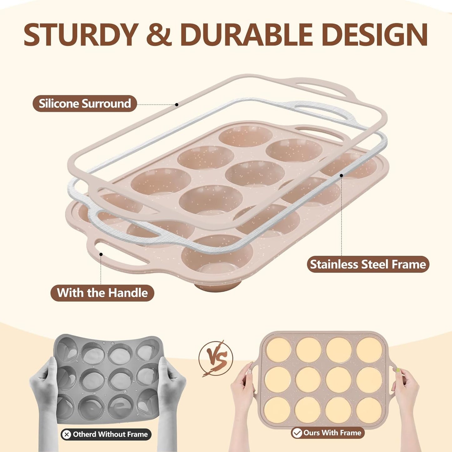 Vinino 6-Piece Nonstick Baking Pans Set - Includes Muffin, Loaf, Cake Pans & Roasting Pan