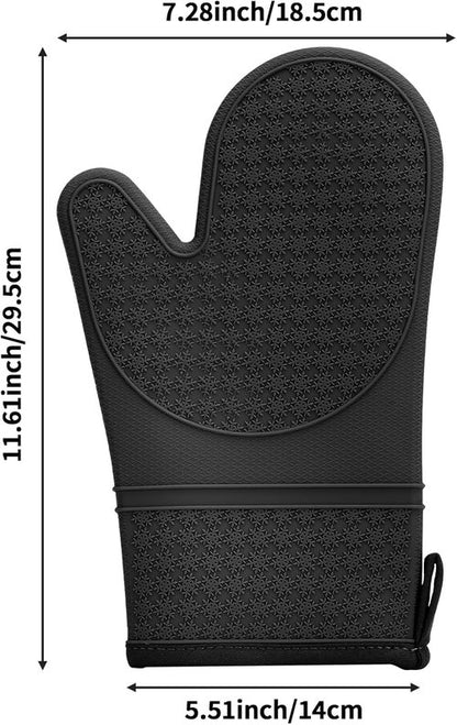 Hovico Silicone Oven Mitts - Heat Resistant 500°F Kitchen Gloves | Non-Slip Grip, BPA-Free, 2PCS - Black