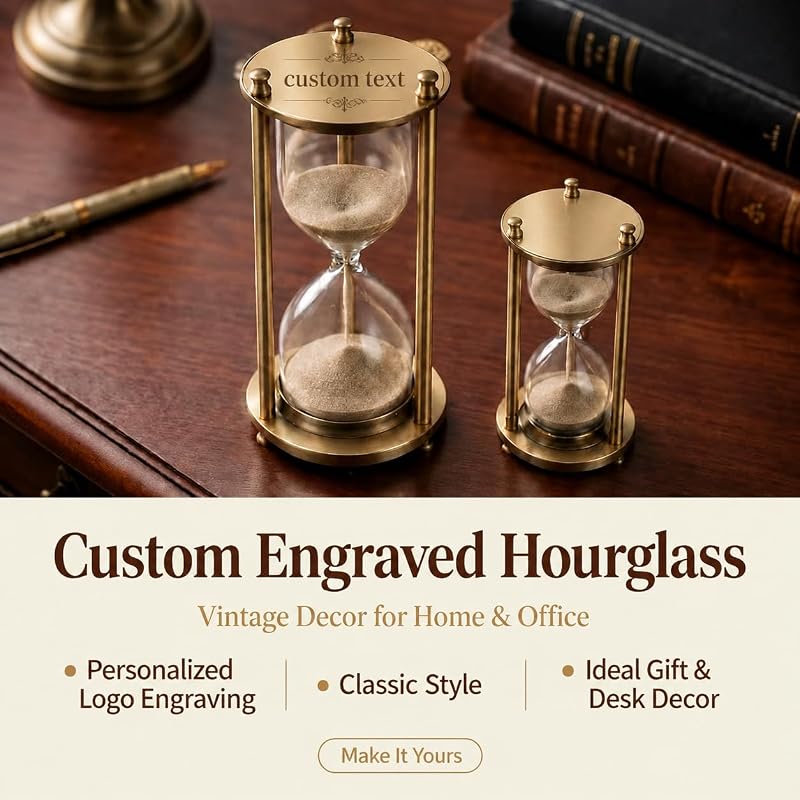 Personalized Engraved Vintage Hourglass Urn for Ashes – Memorial Sand Clock