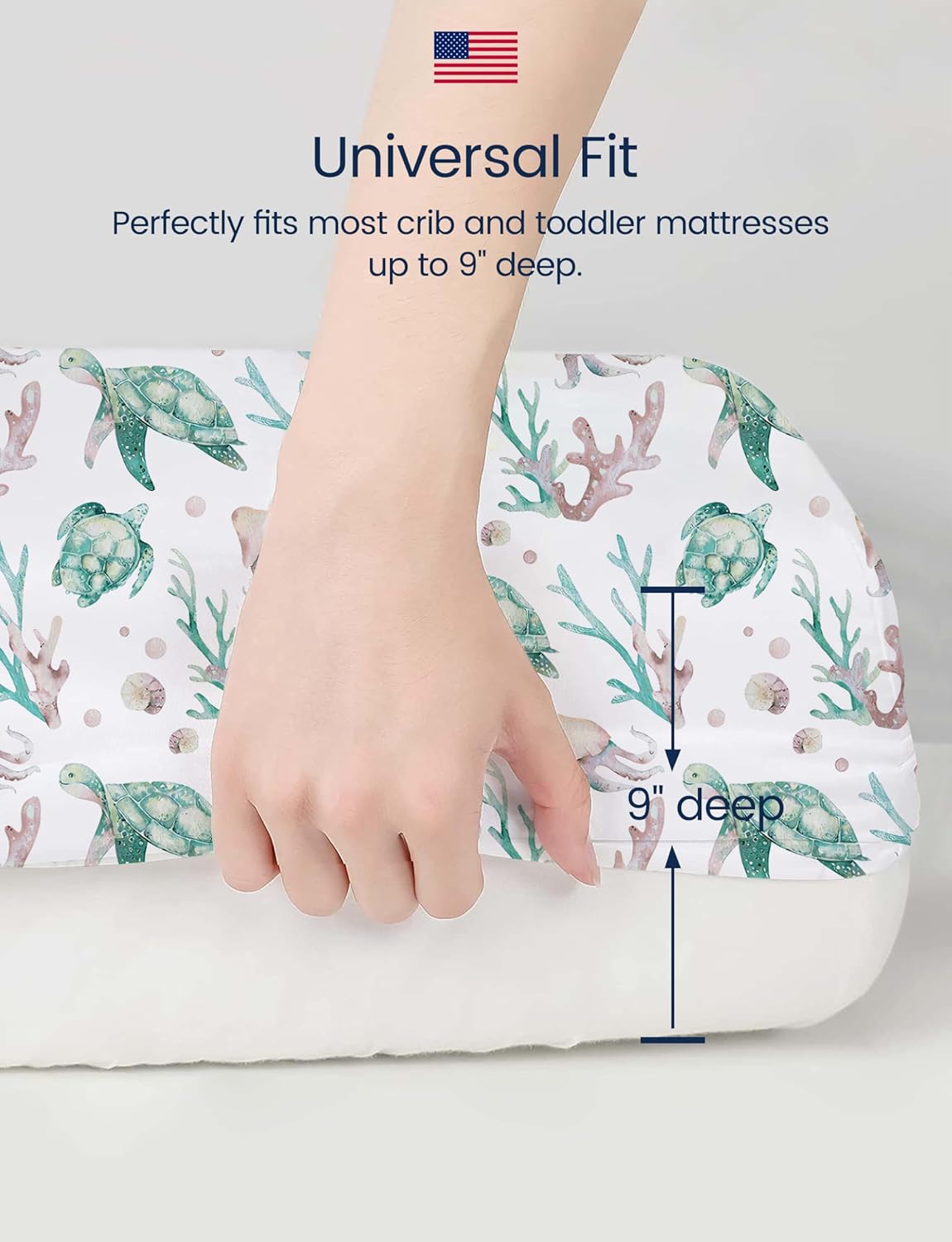 TotAha Crib Sheets - Premium Soft Jersey Knit Baby Sheets | Extra Deep Pocket 28x52x9, 2 Pack (Sea Animal)