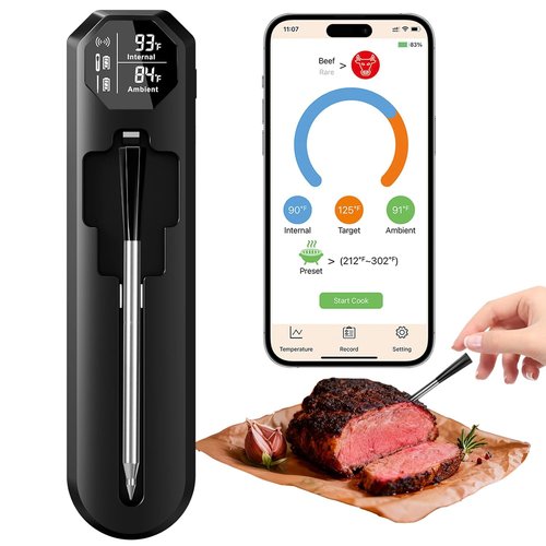 BlueSwan Wireless Meat Thermometer - Bluetooth Food Thermometer with 820 ft Range & Magnetic Design for BBQ Cooking