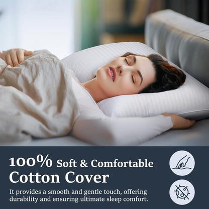 COZSINOOR Goose Down Feather Pillows - Soft 600 TC Cotton Cover | Queen Size Set of 2 for All Sleepers