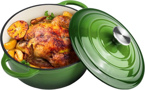 Le Creuset 6 Quart Enameled Cast Iron Dutch Oven - Versatile Round Pot with Dual Handles - Oven Safe to 500°F (Green)