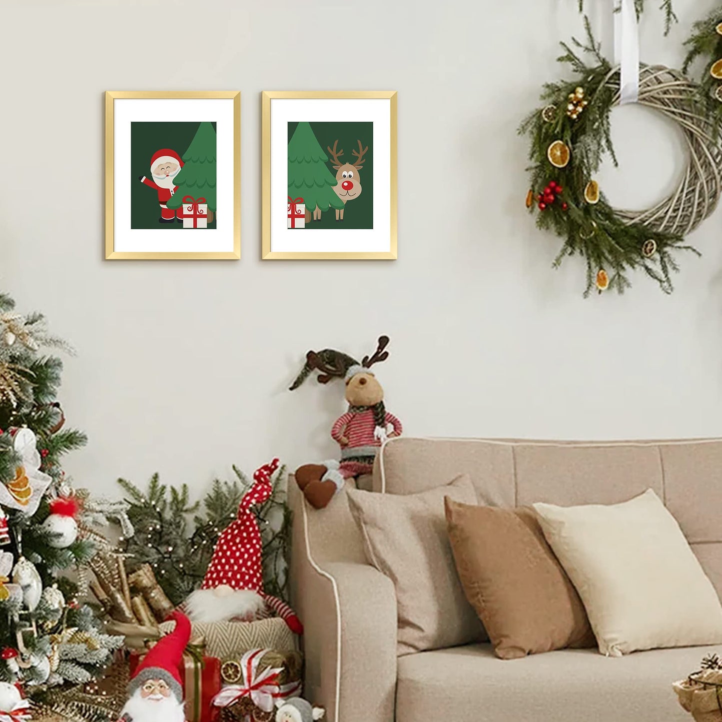 upsimples 11x14 Picture Frame Set of 5, Display Pictures 8x10 with Mat or 11x14 Without Mat, Wall Gallery Photo Frames, Gold