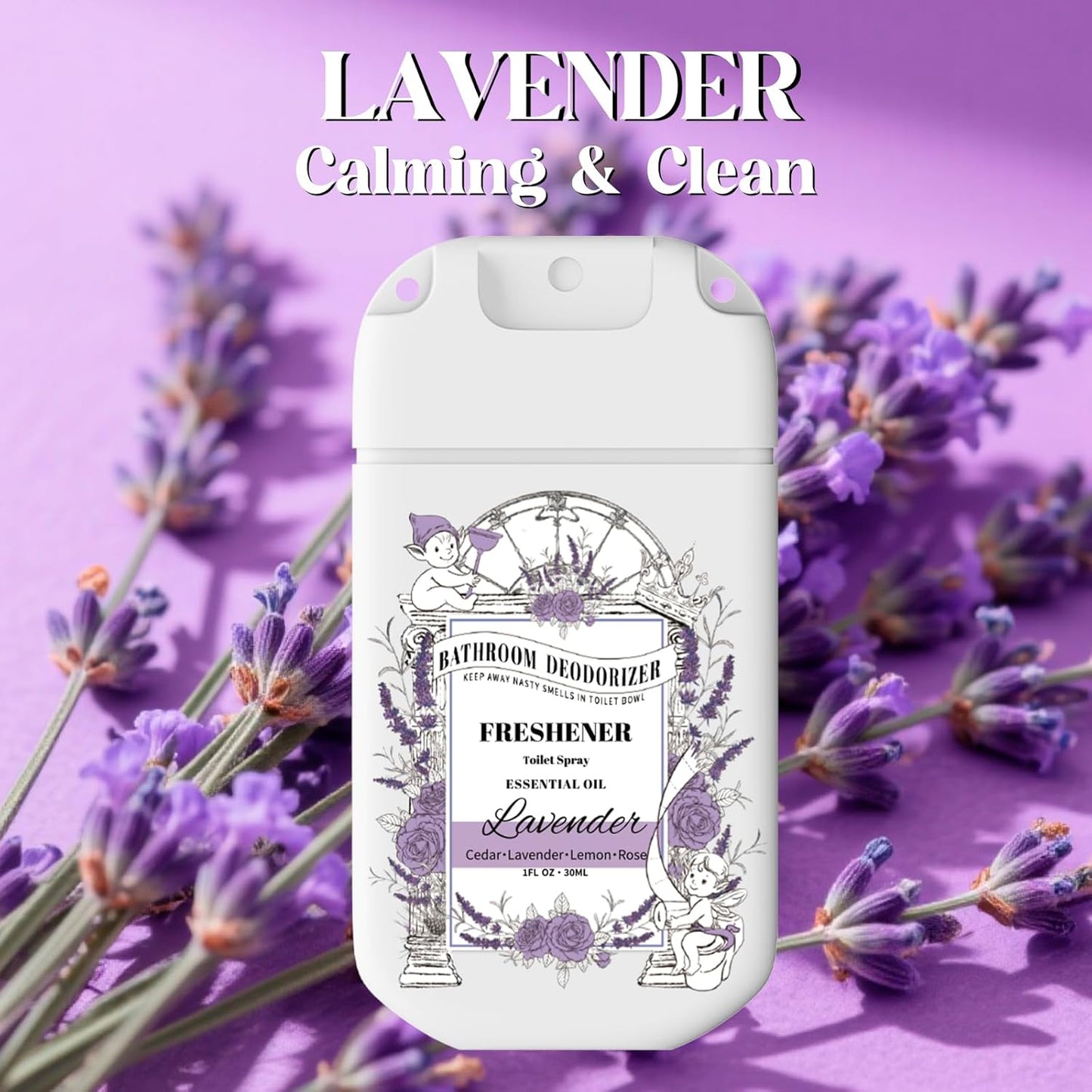 Skiennix Travel Size Toilet Spray - Air Freshener Bathroom Deodorizer | Lemon Lavender Eucalyptus Scent