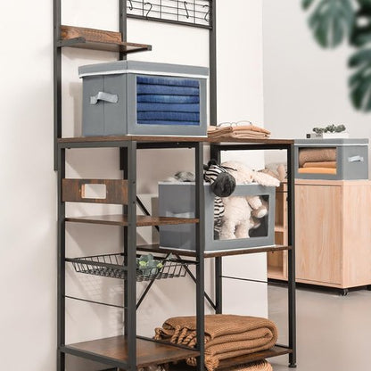 Homsorout Large Storage Box Set - 6 Pack Foldable Closet Organizers with Lids | Decorative Grey Bins