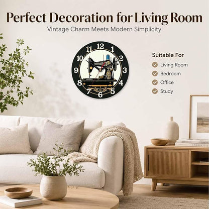 Sewing Machine Wall Clock 10 Inch – Silent Non-Ticking, Variation: Sewing Machine 1+10 Inch