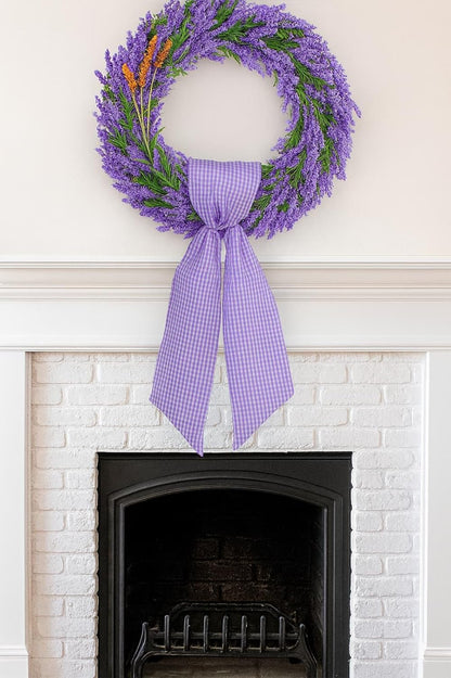 Purple Gingham Bow Set by [Brand Name] - Elegant 2-Pack Door Decoration | 5.12" Wide x 54.33" Long