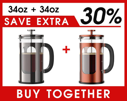 Veken 34oz French Press - Dark Pewter & Copper Design for Rich, Flavorful Coffee