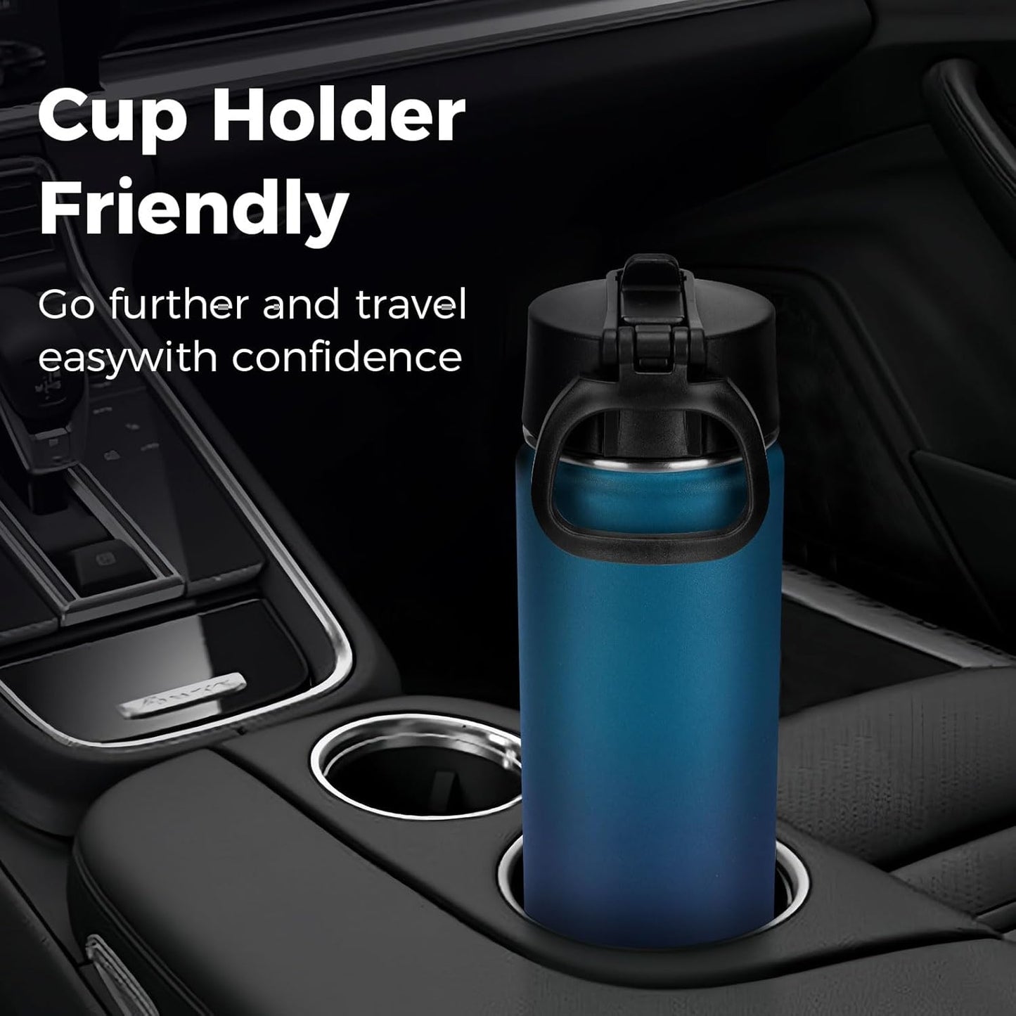 Neihepal Insulated Water Bottle - 22 Oz Double Walled Stainless Steel with Straw Lid | Leak Proof, Dark Night