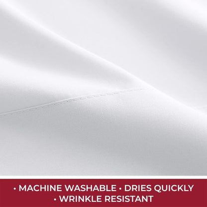 Mellanni RV Short Queen Sheets - 4 PC Iconic Collection Bedding - Hotel Luxury, Extra Soft, Cooling Bed Sheets - Deep Pocket up to 10 inch (RV/Short Queen, White)