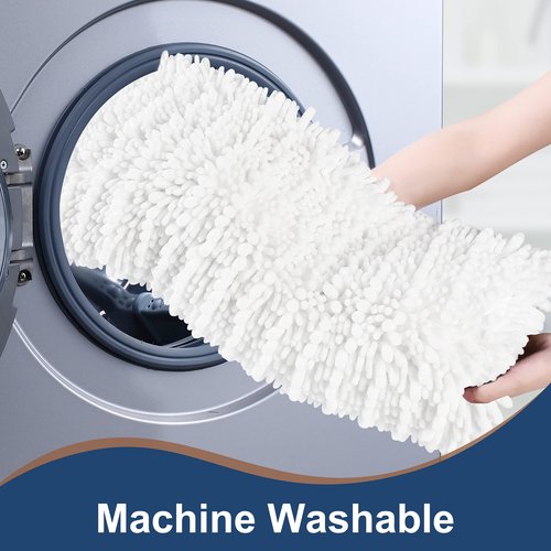 H.VERONNEX Luxury Chenille White Bathroom Rugs Sets 2 Piece, Thickened Hot Melt Rubber Bottom Bath Mats for Bathroom Non Slip,Bath Rugs Quick Dry Machine Washable for Shower Mat (32"x20"+17"x24")