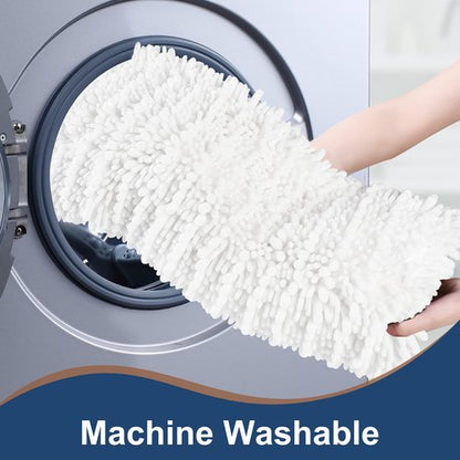 H.VERONNEX Luxury Chenille White Bathroom Rugs Sets 2 Piece, Thickened Hot Melt Rubber Bottom Bath Mats for Bathroom Non Slip,Bath Rugs Quick Dry Machine Washable for Shower Mat (32"x20"+17"x24")