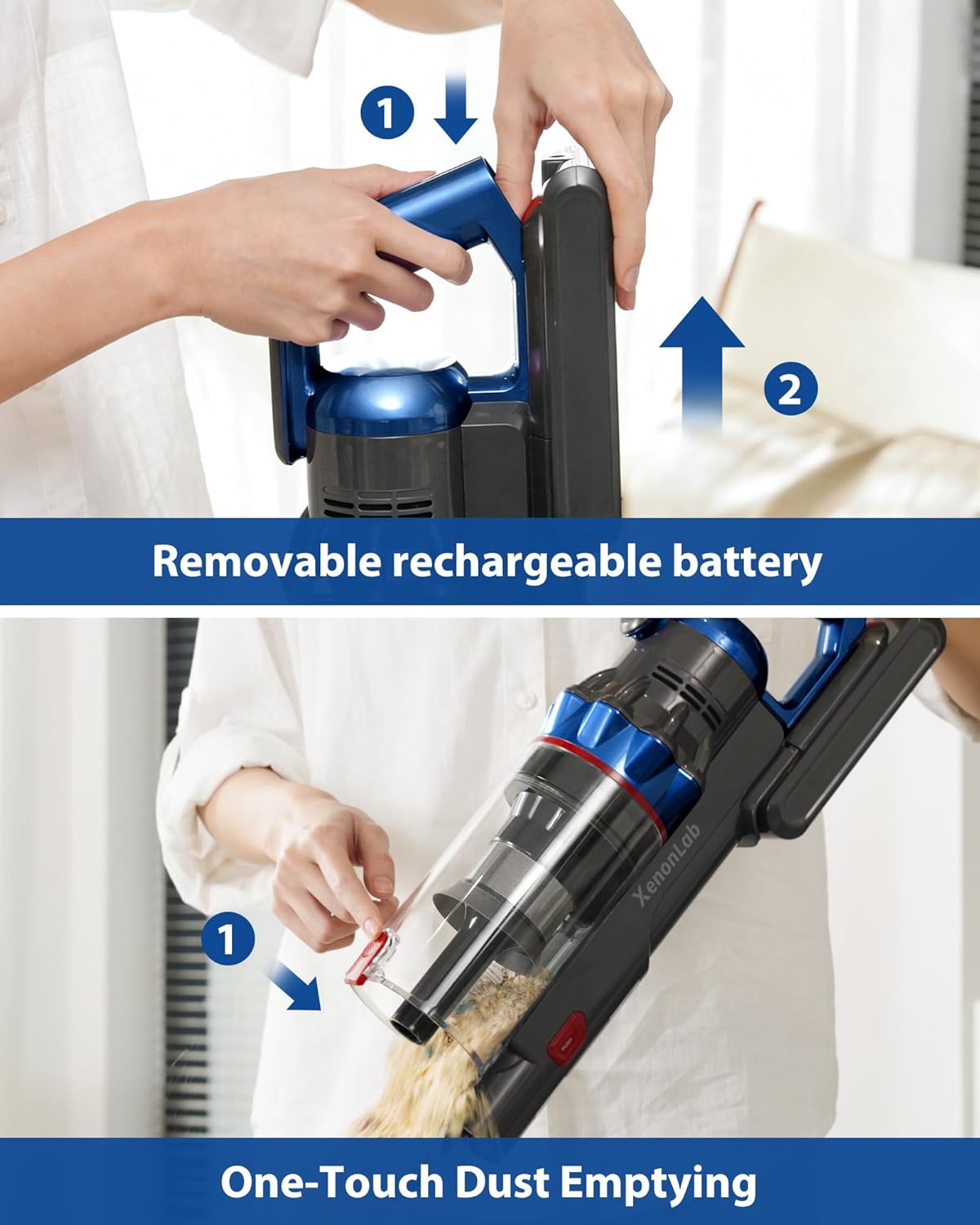 Skiennix Cordless Vacuum Cleaner - 75 Minutes Run Time, 55KPa Suction Power | Lightweight & Rechargeable for Home Use