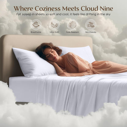 Utopia Bedding Queen Bed Sheet Set - Soft Brushed Microfiber - 4 Pieces, Fade & Shrinkage Resistant | White