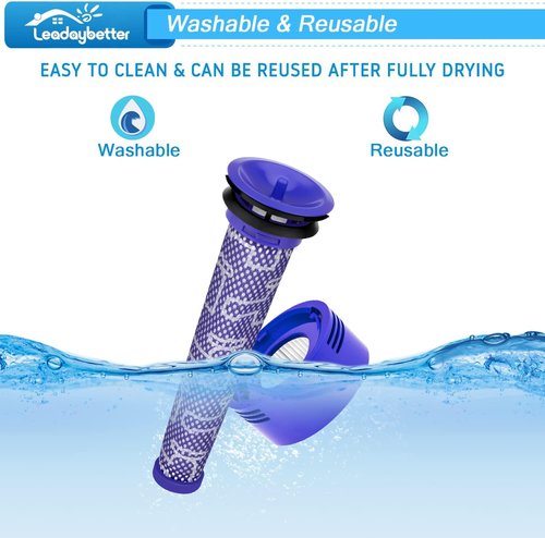 Leadaybetter Filter Replacement - Compatible with Dyson V7 V8 SV10 | 2 Post & 2 Pre Filters