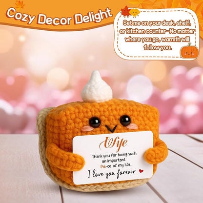 Wife Crochet Mini Pumpkin Pie Plush - Halloween Gift from Husband | 2.36" Decorative Plush
