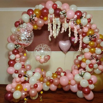 **Burgundy Red & Pink Balloons - 60 Pack 12in Latex & Confetti Balloons for Birthday & Wedding Decor**