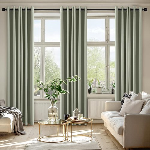 MIULEE Sage Green Blackout Curtains for Bedroom Living Room 86 Inches Long 2 Panels, Thermal Insulated Room Darkening Drapes Solid Grommet Top Noise Reducing Light Green Window Treatments 40x86 Inch