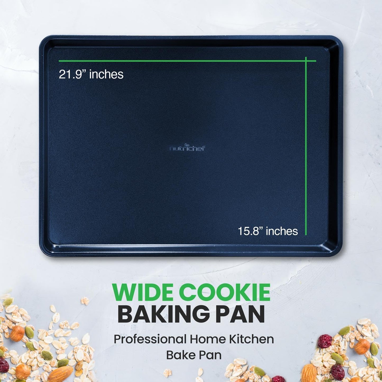NutriChef Extra Large Nonstick Cookie Sheet - 22" x 16" Premium Carbon Steel Baking Tray for Cookies & Pastries
