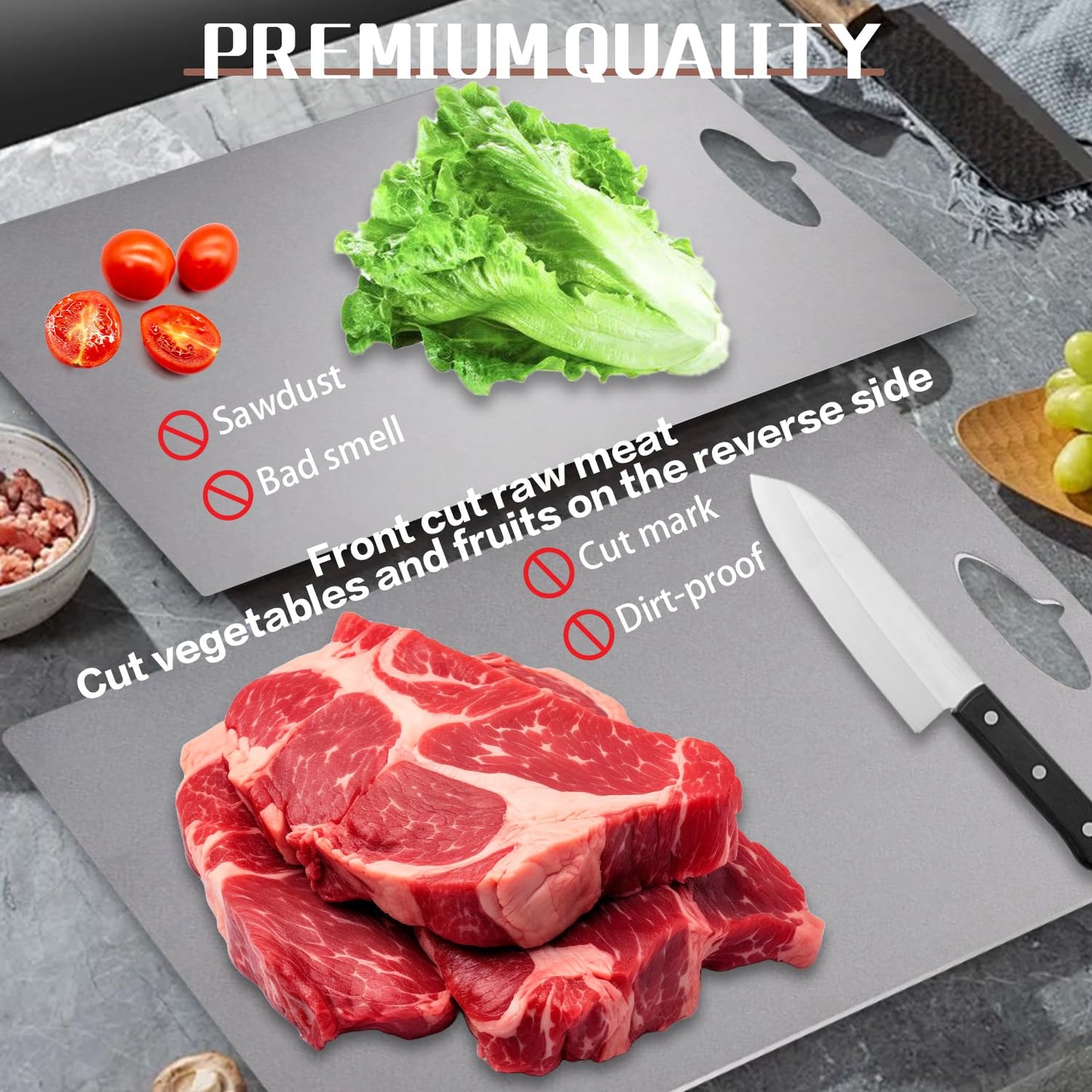 Tavano Cutting Board, Titanium Cutting Board 100% Pure Titanium, Scratch-Free and Hygiene, Qinux Cutium Cutting Boards, Tavano Cutting Boards for Meats, Vegetables Easy to Clean (3Pcs)