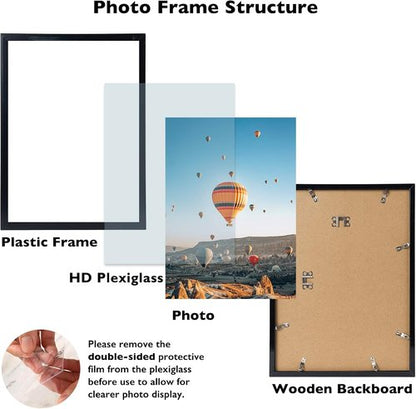 JCJMY 11x14 Black Picture Frame - Versatile Wall Mounting for Horizontal or Vertical Display
