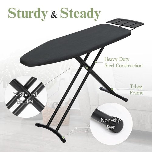 Ironing Board 48x15, Wide Heavy Duty Full Size Iron Board with Retractable Iron Rest, BlissBoard Sturdy Frame with Ultra Thick Padding, Heat-Resistant Cover, Height-Adjustable