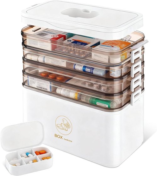 5-Tier Medicine Organizer by [Brand Name] - Portable Medical Cabinet with Handle | 12 x 7 x 12.2 Inch