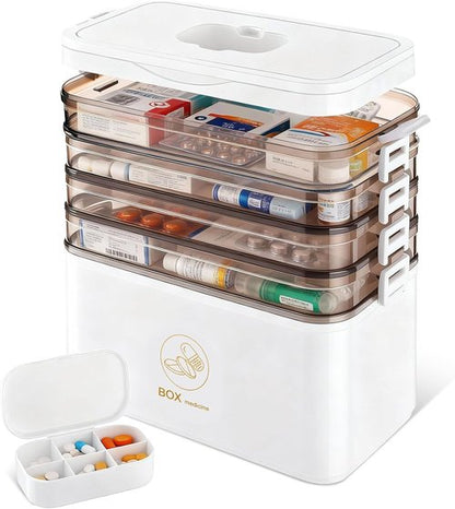 5-Tier Medicine Organizer by [Brand Name] - Portable Medical Cabinet with Handle | 12 x 7 x 12.2 Inch