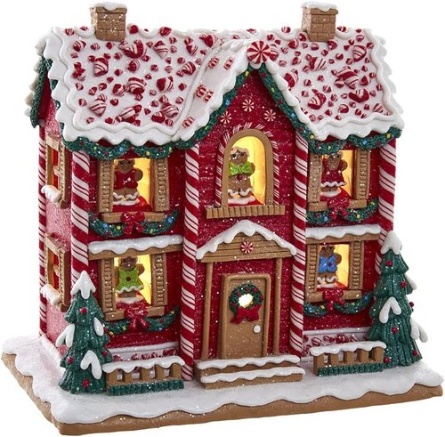 Kurt S. Adler 9.5-Inch Gingerbread LED House - Battery-Operated with Music Box Feature