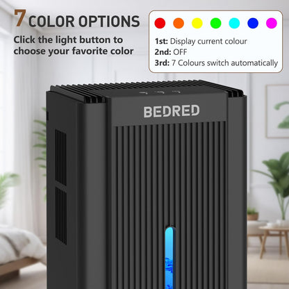 Skiennix 95OZ Dehumidifier for Home - Quiet Operation with Auto Shut Off & 7 Color Ambient Light | Ideal for Living Room, Bedroom, Basement (Black)