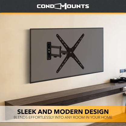 CondoMounts TVA8044 Full Motion TV Wall Mount for 13"–55" Screens | Articulating TV Wall Mount with Swivel Arm | Max VESA 400x400mm, Holds 55lbs | Black