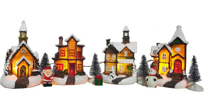 Regine Switzerland 11 PCS Christmas Village Set - Lighted Figurines for Festive Home Decor | Xmas Theme Collectibles