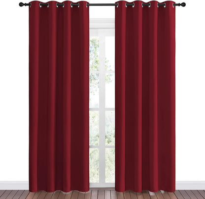 NICETOWN Burgundy Blackout Curtains - Thermal Insulated Grommet Drapes for Living Room | 55 x 86 Inches (1 Pair)