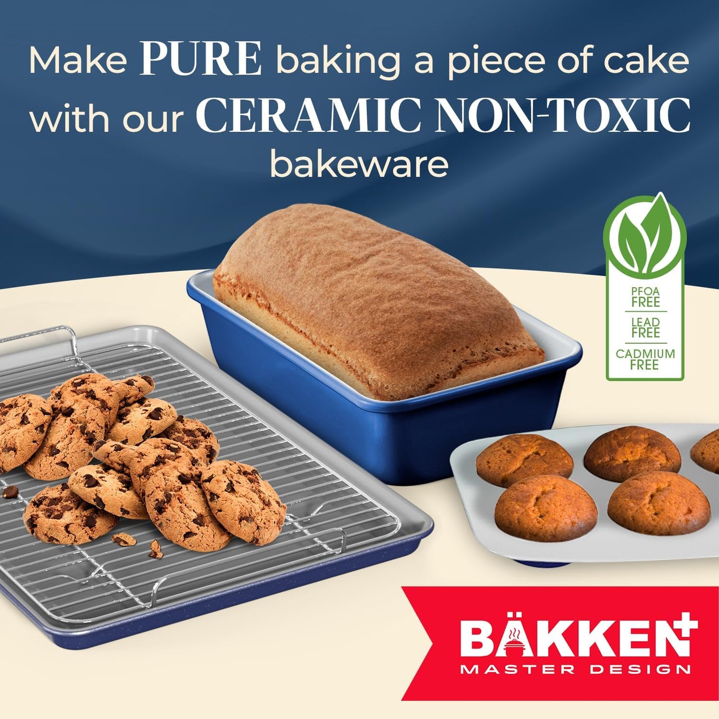 Premium Non-Stick Ceramic Baking Sheet Pan - Aluminized Steel, PFOA & PFAS Free - Ideal for Baking & Roasting - Medium Size (15.5" x 10") - Blue