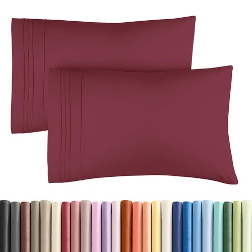 King Pillow Cases Set of 2 - Ultra Soft Hotel Quality Pillowcase Covers - Comfy, Cozy & Wrinkle Free - Shrinkage, Stain and Fade Resistant - Machine Washable Pillow Protectors - 2 Piece Set - Burgundy