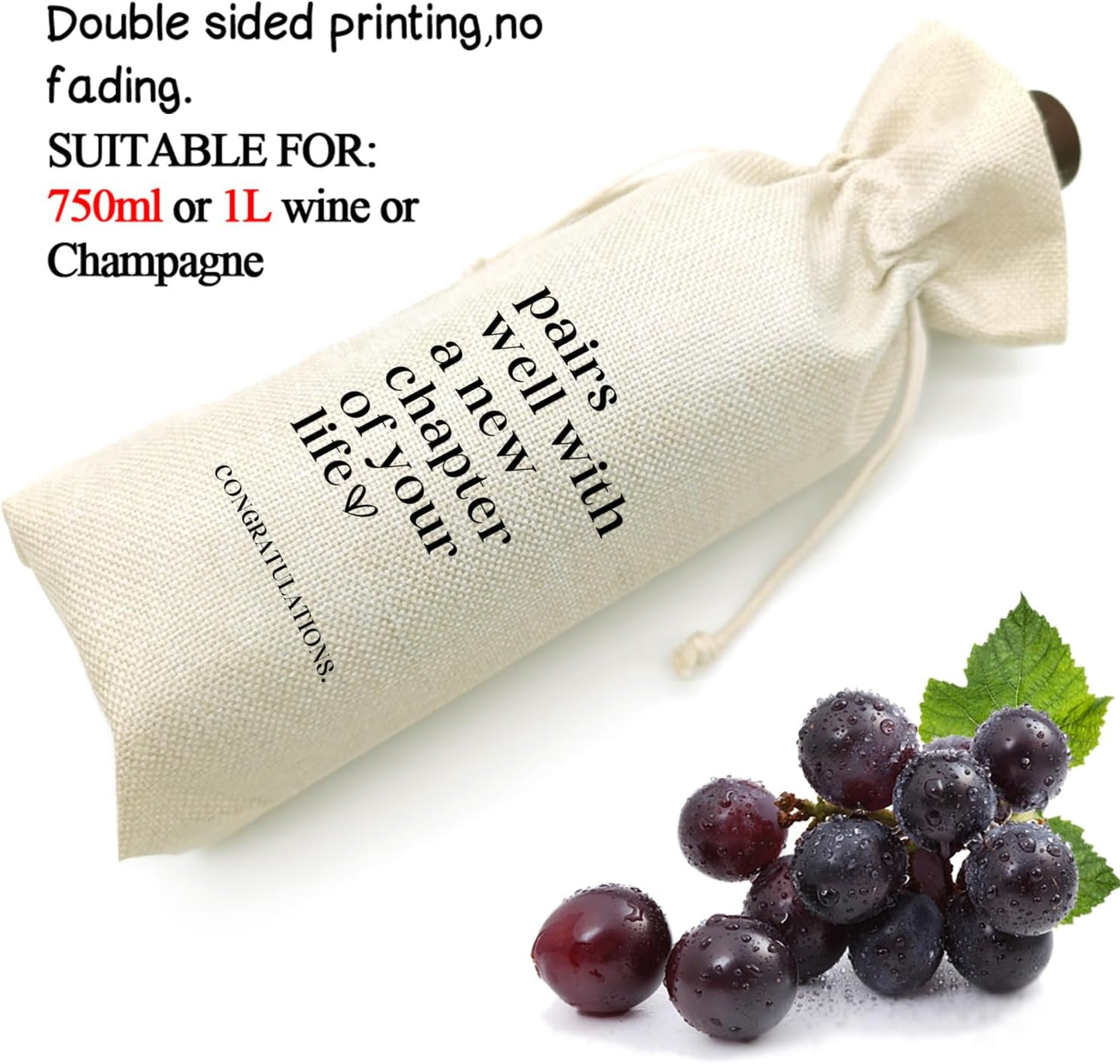 TBITON New Job Gifts, Farewell Gifts for Coworkers,New Beginning Gifts, Wine Gift Bags Going Away Gift for Friends Coworker Boss, Pairs Well With A New Chapter of Your Life (Beige-NEW JOB02)