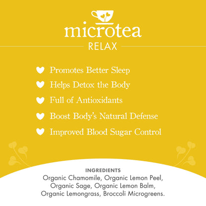 MICROTEA Organic Loose Leaf Functional Teas PLUS Immune Supporting Antioxidant Microgreens for Vitamins, Micronutrients | (Relax)