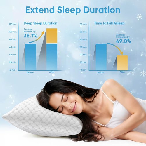 OAISZ Shredded Memory Foam Pillows, Cooling Bed Pillows Queen Size Set of 2 for Sleeping, Adjustable Firm Pillows for Side Back and Stomach Sleepers, Washable Removable Cover