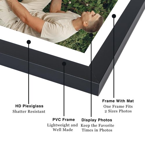 JCJMY 12 Packs 11x14 Picture Frames, Display 8x10 with Mat or 11x14 Without Mat, Black Gallery Wall Frame Set, 11 by 14 Frames Bulk Set of 12 Collage Wall Decor Photo Frames Set for Wall, Black