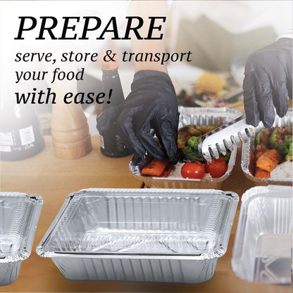 Regine Switzerland Aluminum Containers - 2.25LB Disposable Foil Pans with Lids | 55 Count, 8.5"x6" for Takeout & Food Storage