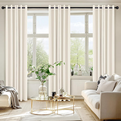 MIULEE Blackout Curtains - Thermal Insulated Room Darkening Drapes | 72-Inch Beige & White Grommet Panels