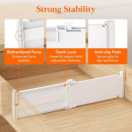 Lifewit Drawer Dividers - Expandable 12-Pack Adjustable Organizers for Clothes | 27-42cm/10.5-16.5" - White