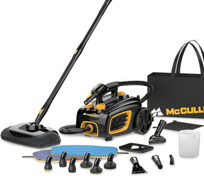 McCulloch Canister Steam Cleaner MC1375 - 90-Minute Runtime, 20 Accessories for Home & Car Detailing